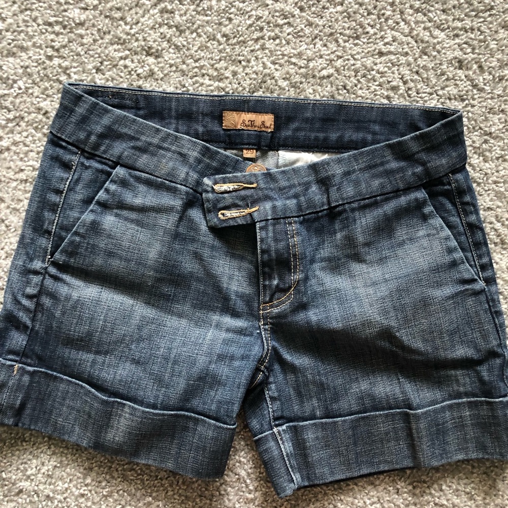 See Thru Soul Dark Blue Jean Shorts